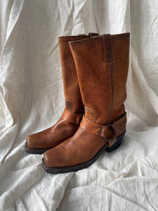 Vintage Brown Biker Boots - 36.5