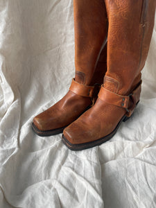 Vintage Brown Biker Boots - 36.5