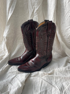 Oxblood Vintage Leather Cowboy Boots - 37