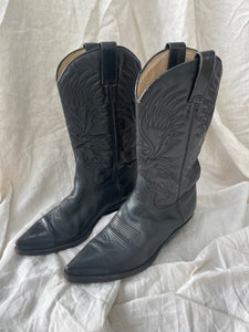 Vintage Black Cowboy Boots - 37