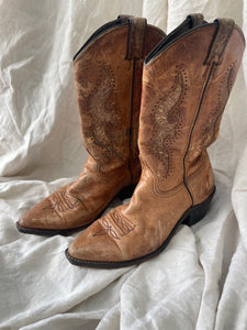 Vintage Brown Cowboy Boots - 38