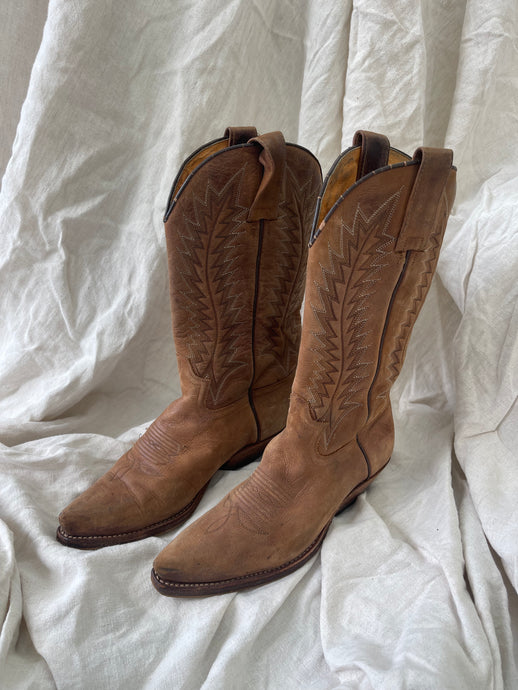 Vintage Light Brown Cowboy Boots - 37