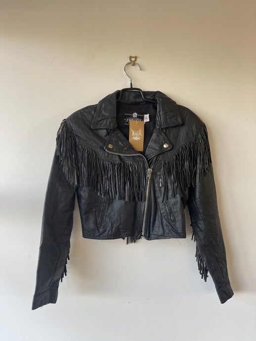 Black Vintage Leather Jacket  - 8